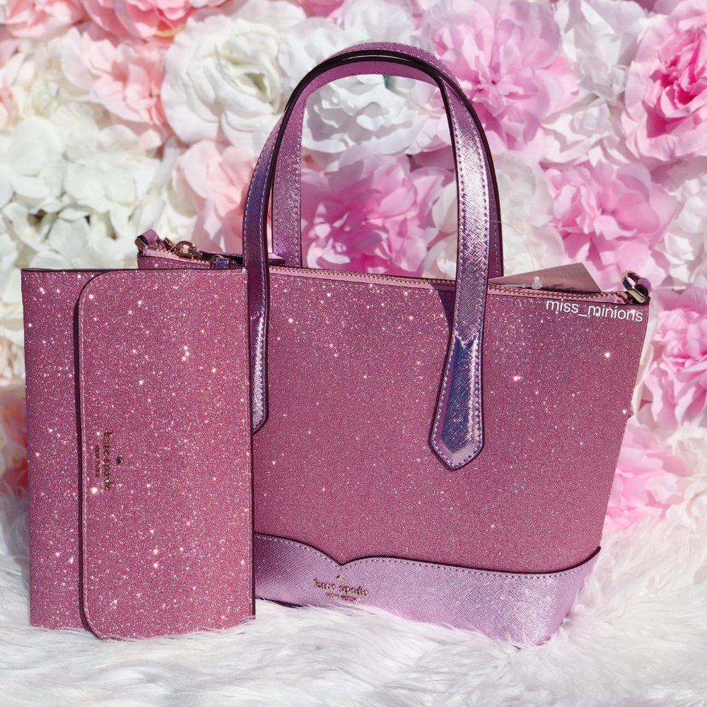 kate spade lola glitter satchel wristlet set - Picture 2 of 13